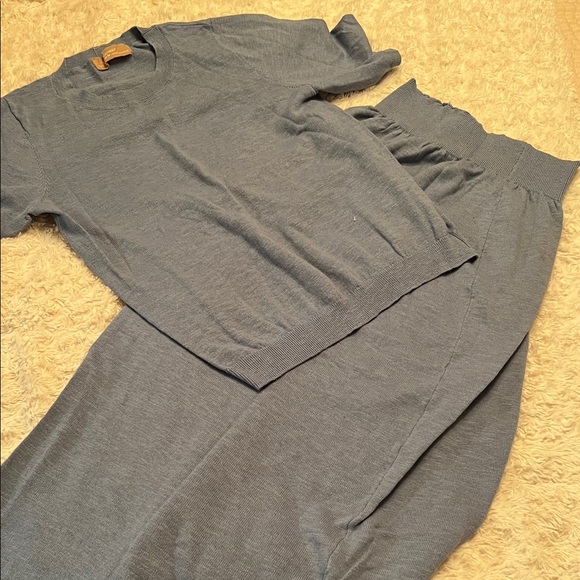 Free People Dresses & Skirts - Free People Set Sky Blue Knit Top and Pants Set